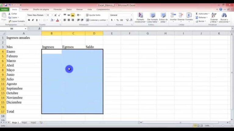 Como hacer ingresos en excel